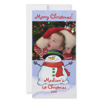 First Christmas Photo Card Snowman photo cards