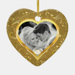 First Christmas Photo Ornament Gold Heart