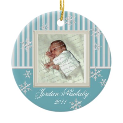 First Christmas Snowflakes Light Blue Christmas Ornaments