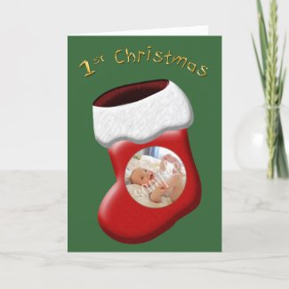 First Christmas Stocking Photo Card card