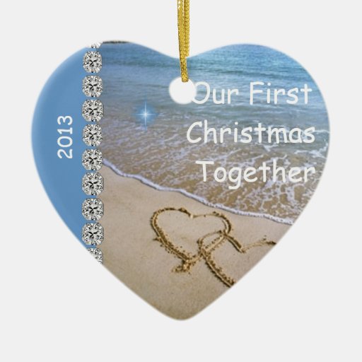 first christmas together beach 2013 custom ornamen double first christmas together beach 2013 custom ornamen double