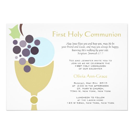 First Communion Custom Invitations (front side)