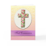 First Communion Floral Cross Art Card