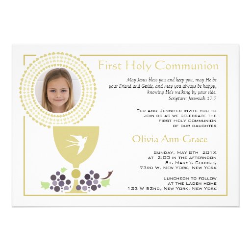 First Communion Photo Invitation (front side)