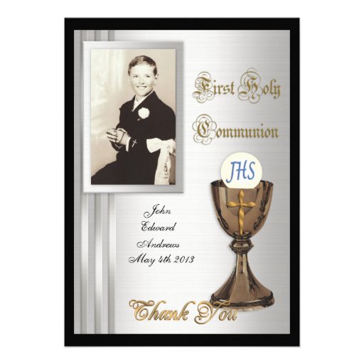 First Communion Thank you card Photo 5" X 7" Invitation Card | Zazzle