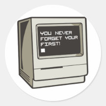 First Computer Retro Round Sticker