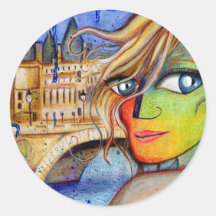First day in Paris Round Sticker
