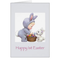 First Easter Bunny and Girl Card