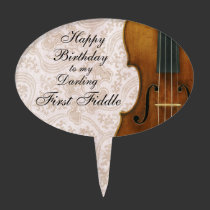 First Fiddle Happy Birthday, Violin Lace Look cake picks