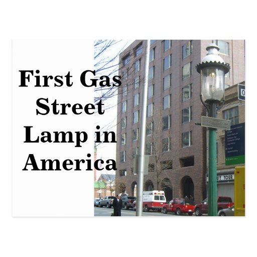 First Gas Street Lamp in America Post Card