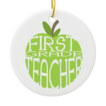 First Grade Teacher Green Apple Ornament