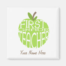 First Grade Teacher Magnet - Green Apple