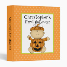 First Halloween Baby Pumpkin 3 Ring Binders