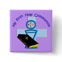 First Holy Communion Gifts for Kids Pinback Button