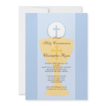 First Holy Communion Invitation Chalice Boy Blue