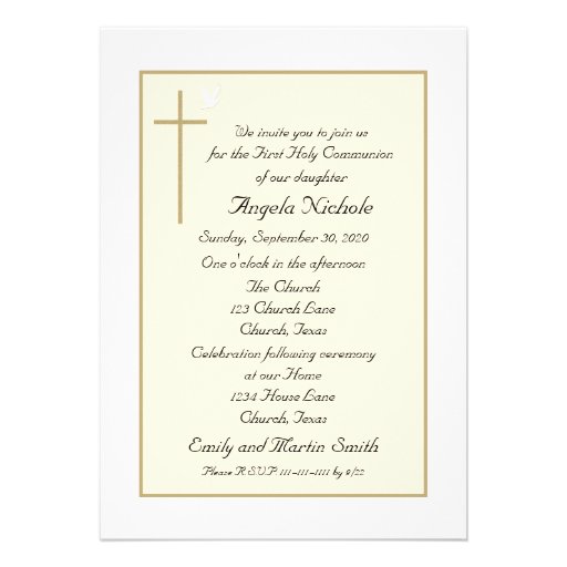 First Holy Communion Invitations -- Cross & Dove