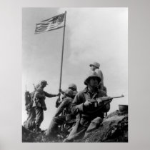 First Iwo Jima Flag Raising on February 23rd 1945 Print