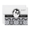 First Kiss Black and White  Wedding RSVP Card invitation