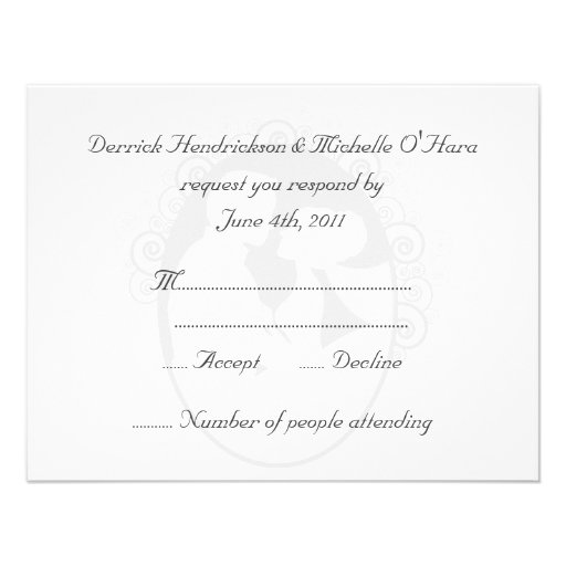 First Kiss Black and White  Wedding RSVP Card Invitation