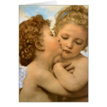 First Kiss by Bouguereau, Vintage Victorian Angels Greeting Card