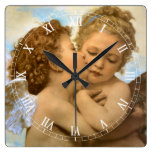 First Kiss by Bouguereau, Vintage Victorian Angels Wallclocks