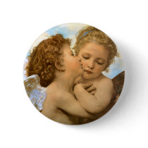 First Kiss, L'Amour et Psyché, Enfants, Bouguereau Pinback Buttons