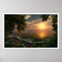 sunrise, tropical, beach, ocean, islands, ocean posters, tropics, Poster with custom graphic design