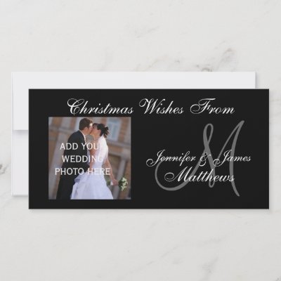 First Married Christmas Monogram PhotoCard Personalized Photo Card