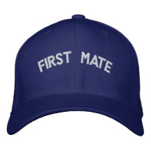 First mate text embroidered hats