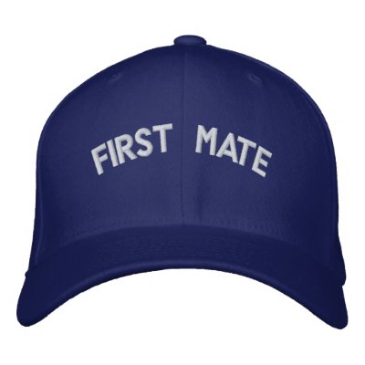 First mate text embroidered hats