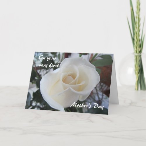 First Mother's Day-for Daughter-White Rose Card