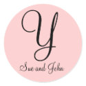 First Names and Last Initial Black on Pink Sticker by monogramgallery First Names and Last Initial Black on Pink Sticker