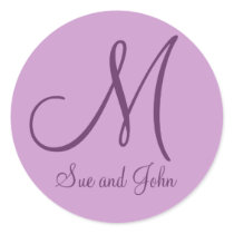First Names and Last Initial Mauve M stickers by monogramgallery First Names and Last Initial Mauve M stickers