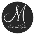 First Names and Monogram M Black and White Seal sticker