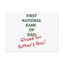 First National Bank of Dad gifts and tees. Post Card