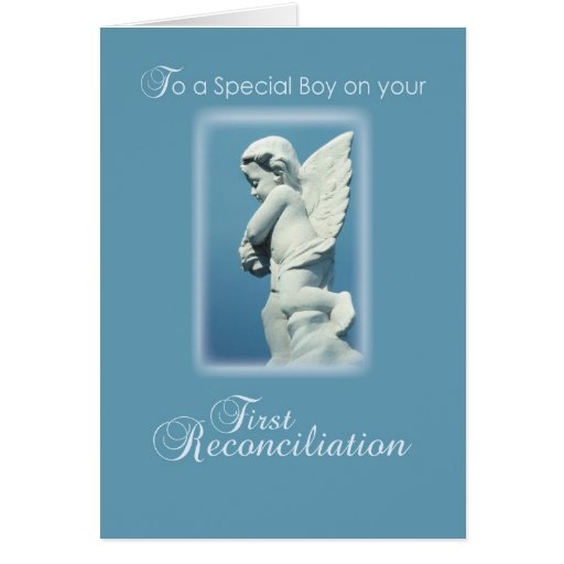 First Reconciliation Card for Catholic Boy, Angel | Zazzle