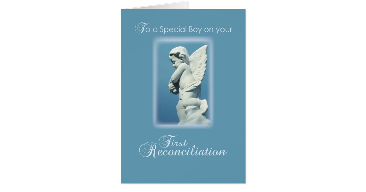 First Reconciliation Card for Catholic Boy, Angel | Zazzle