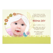 First Rice Ceremony Floral Garden Invitation