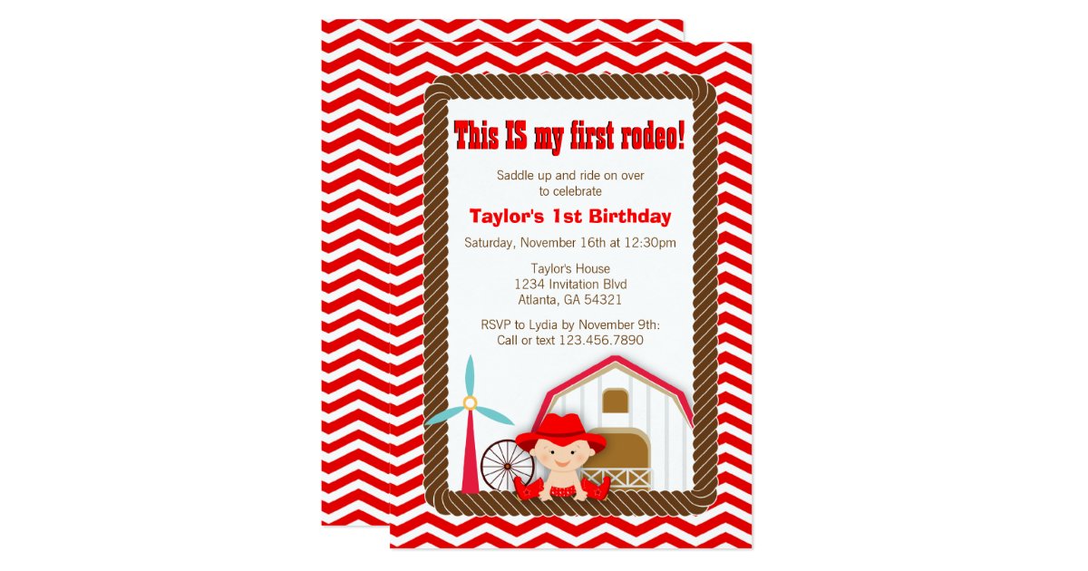 First Rodeo Birthday Invitation Zazzle