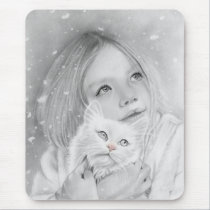 First snow girl kitty Mousepad mousepads