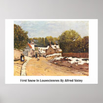 First Snow In Louveciennes By Alfred Sisley Print
