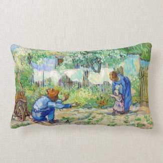 First Steps (after Millet) Vincent van Gogh art Throw Pillows