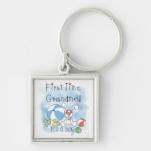 First Time Grandma of Boy Gifts Keychain