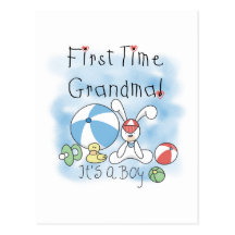 First Time Grandma of Boy Tshirts and Gifts Post Cards