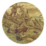 First Wave at Omaha by Ken Riley Round Stickers