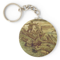 First Wave at Omaha by Ken Riley World War II Keychains