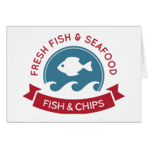 Fish And Chips Seafood Logo Cards