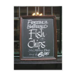 Fish and chips sign postcards