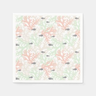 Fish and Coral Pastel Paper Napkins