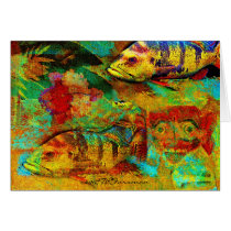 Fish and flowers collage card